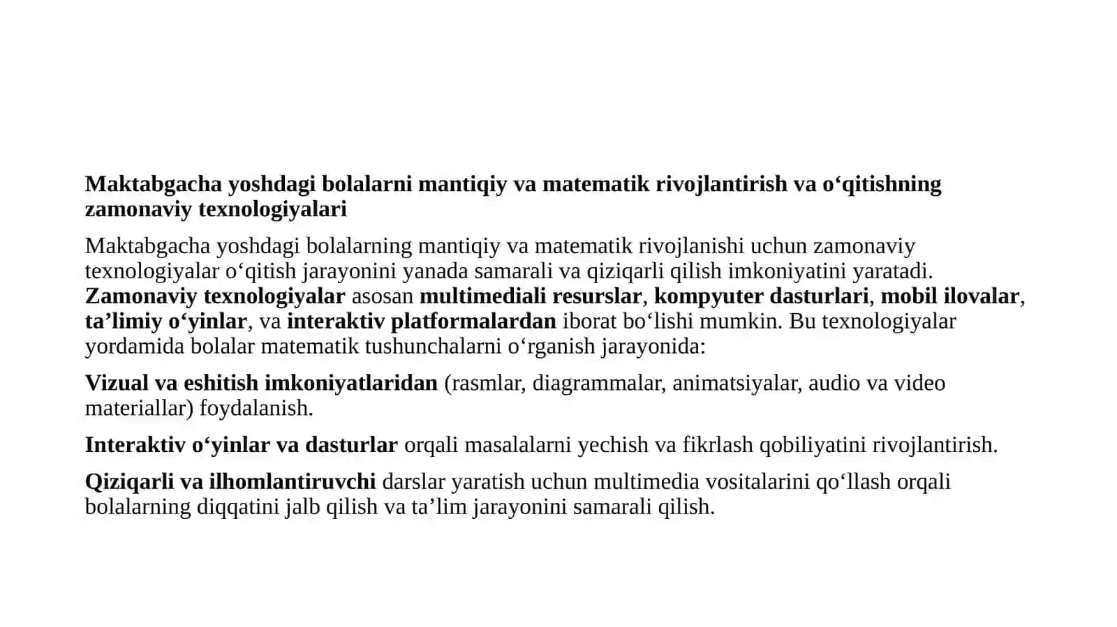 Maktabgacha yoshdagi bolalarni mantiqiy va matematik rivojlantirish va o‘qitishning zamonaviy texnologiyalari 3