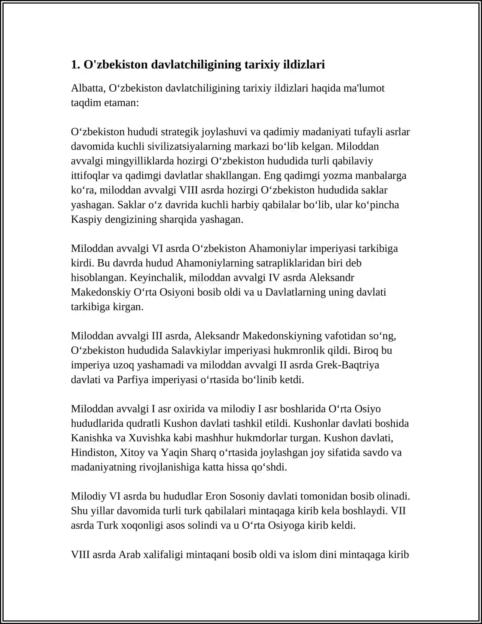 O'ZBEKISTON DAVLATCHILIGINING SHAKLANISHI VA TARAQQIYOT BOSQICHLARI 3