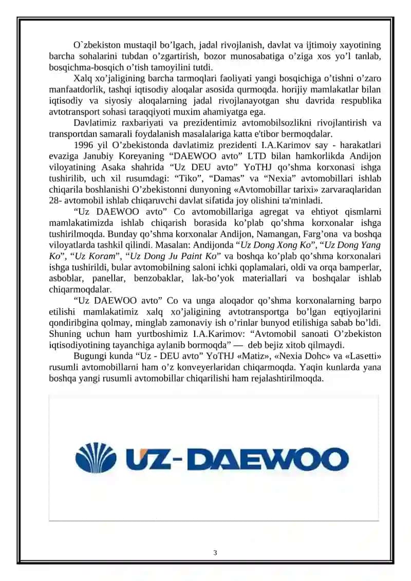 ”Mukammal avto servisi” MCHJ, Andijon “Avtotexxizmati”  MCHJ, Andijon viloyati IIB YHXB, Andijon viloyati “Avtomobil yo`llari xududiy bosh boshqarmasi”, ”Andijon transport ekspeditorlik” MCHJ, Andijon viloyati ”Transport boshqarmasi” ”Alpomish merosi” MCHJ 3