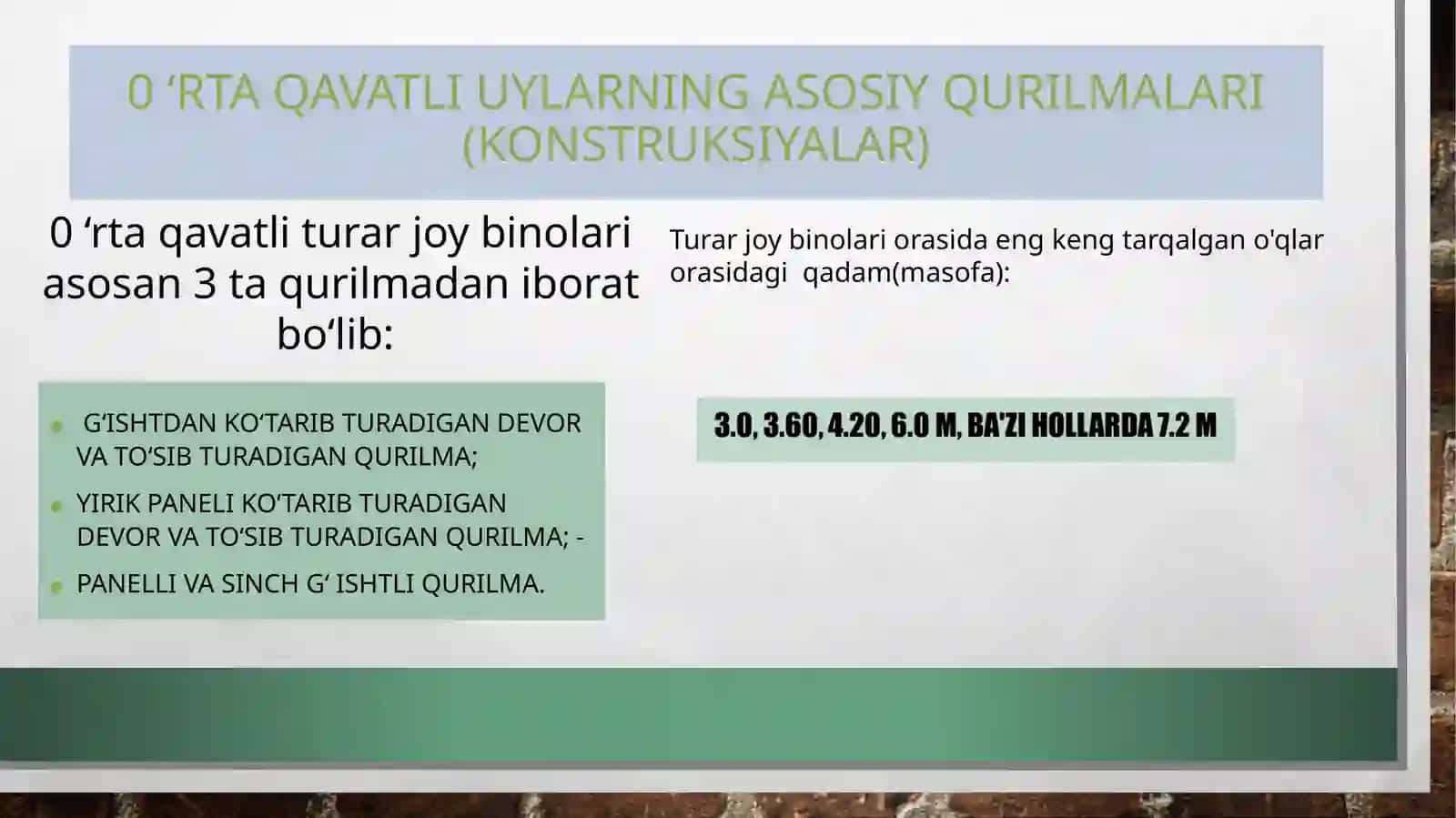 O’RTA QAVATLI TURAR UY-JOYLARNING O’ZIGA XOS JIHATLARI 3