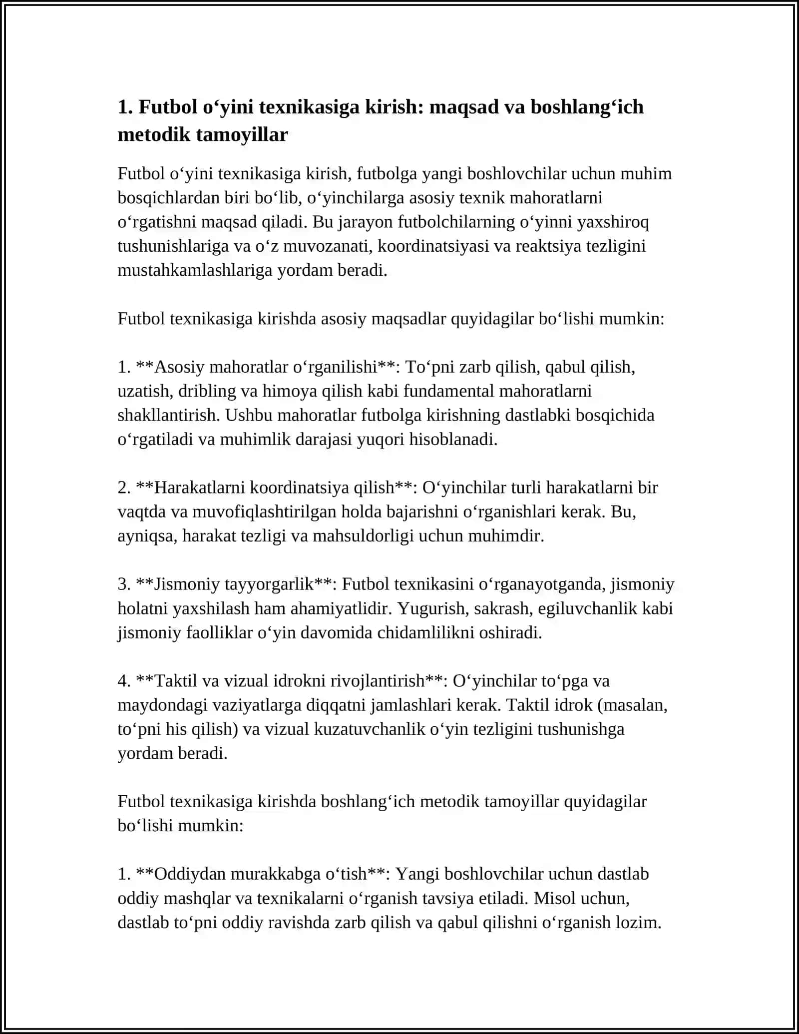 FUTBOL OʻYINI TEXNIKASIGA DASTLABKI OʻRGATISH ASOSLARI 3