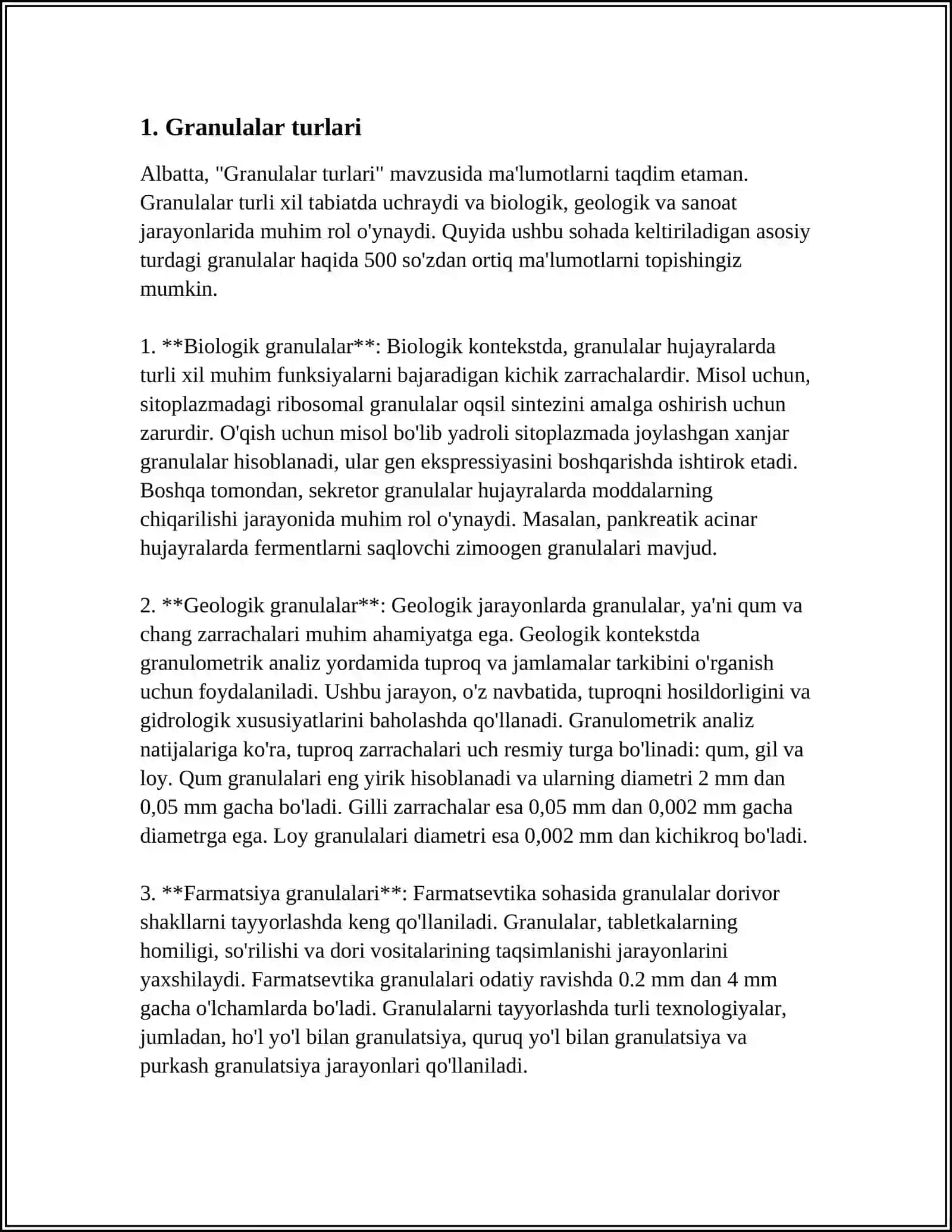 GRANULALAR NOMENKLATURASI VA TARKIBLARI 3