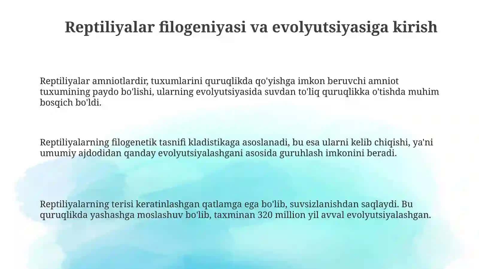 Reptiliyalarning filogeniyasivaevolyutsiyasi 3