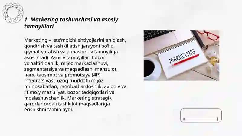 Marketing tamoyillari, vazifalari, funksiyalari va turlari 3