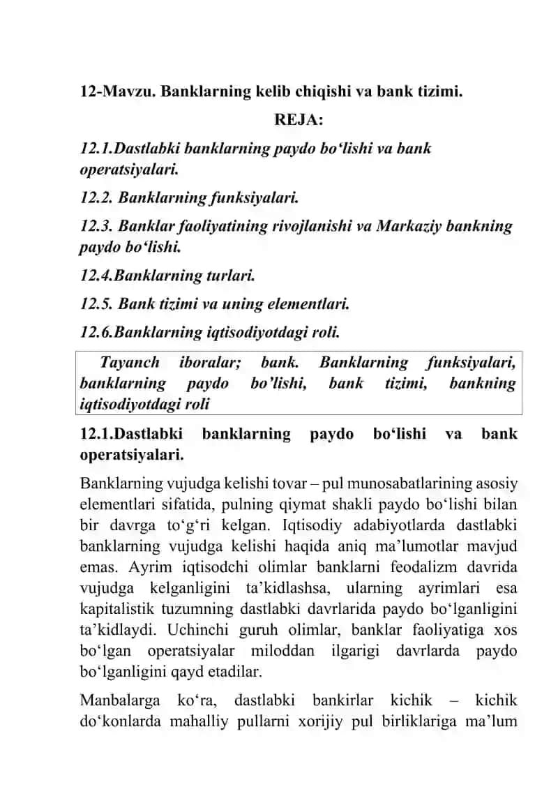 Banklarning kelib chiqishi va bank tizimi 3