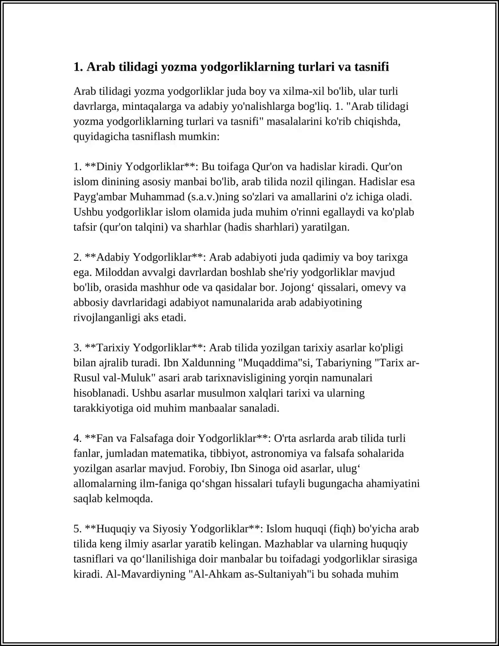 Yangi asr universiteti mustaqil ish: Arab tilidagi yozma yodgorliklar 3