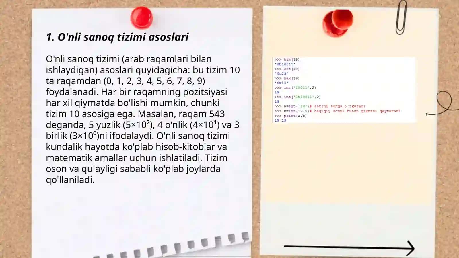 O'nli sanoq tizimi asoslari 3