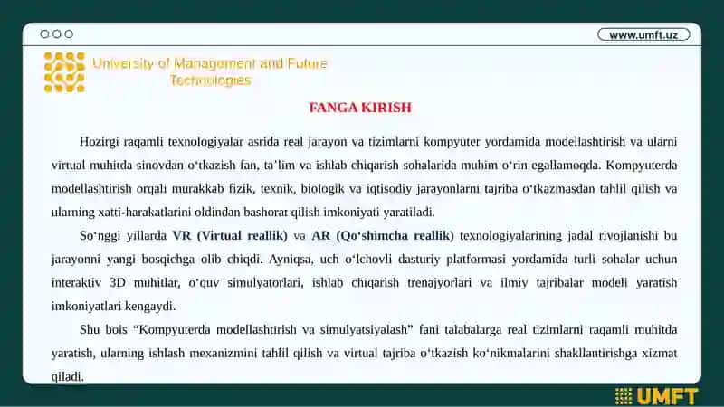 Modellashtirishning nazariyasoslari 3