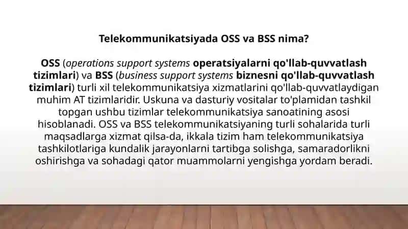 Telekommunikatsiyada OSS va BSS 3