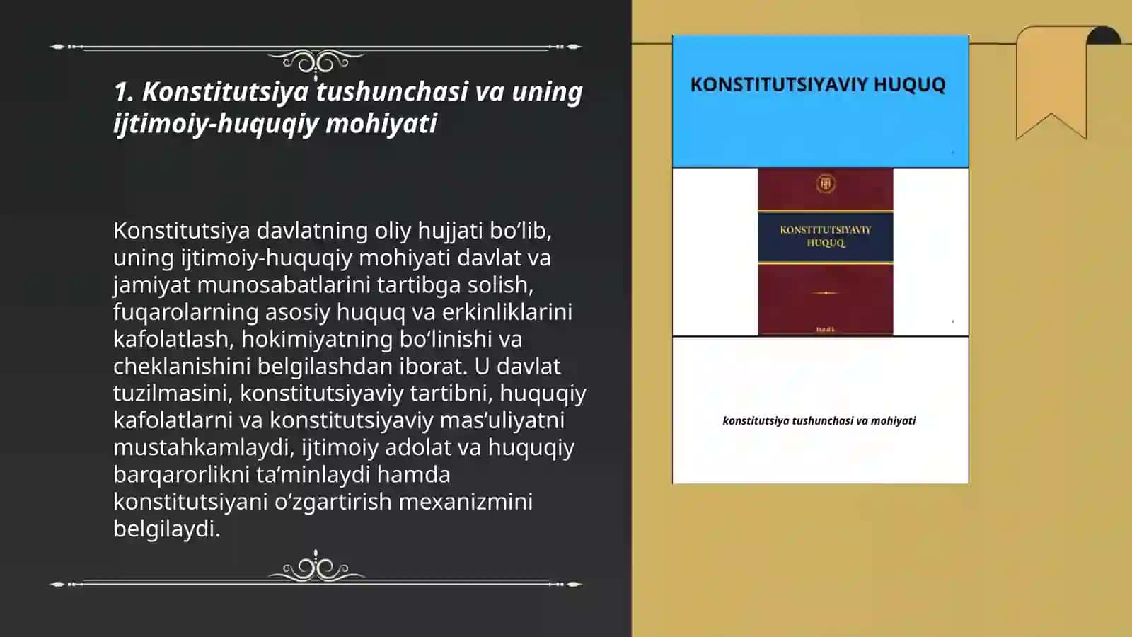 Oʻzbekiston respublikasi Konsitutsiyaning Nazariy asoslari tarixi va rivojlanishi Konsitutsaviy huquq 3
