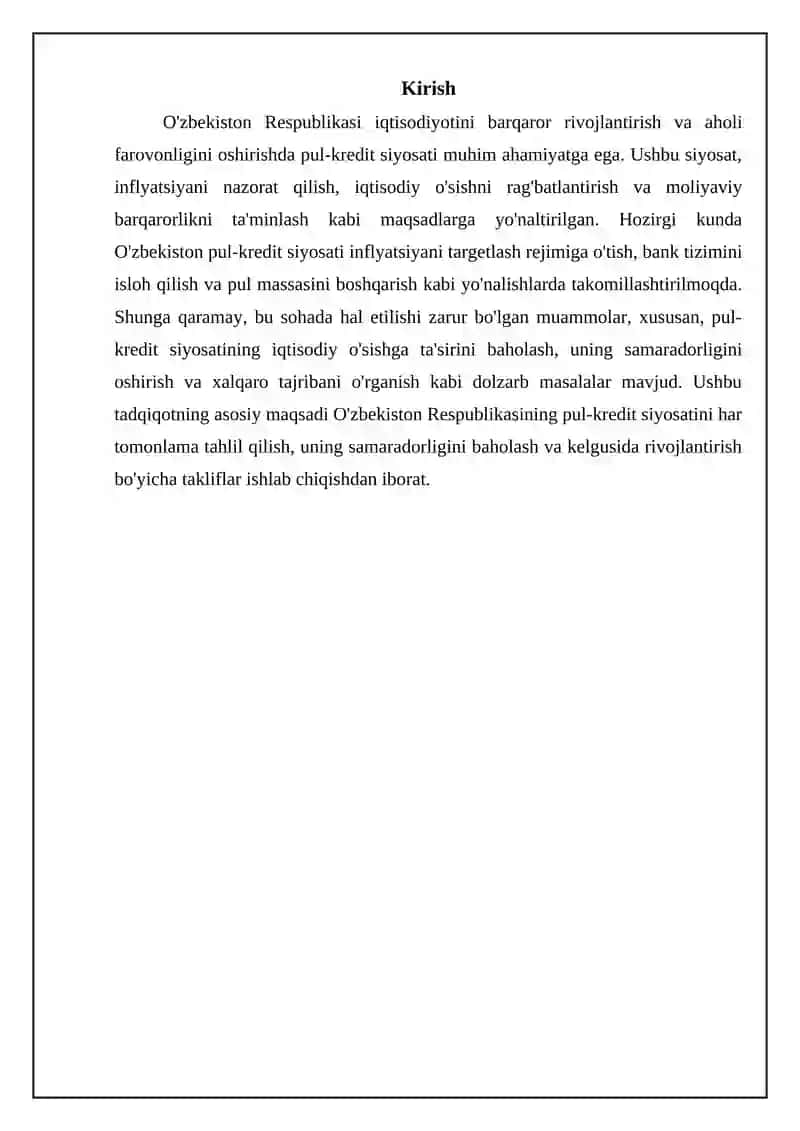 O'zbekiston Respublikasining pul-kredit siyosati 3