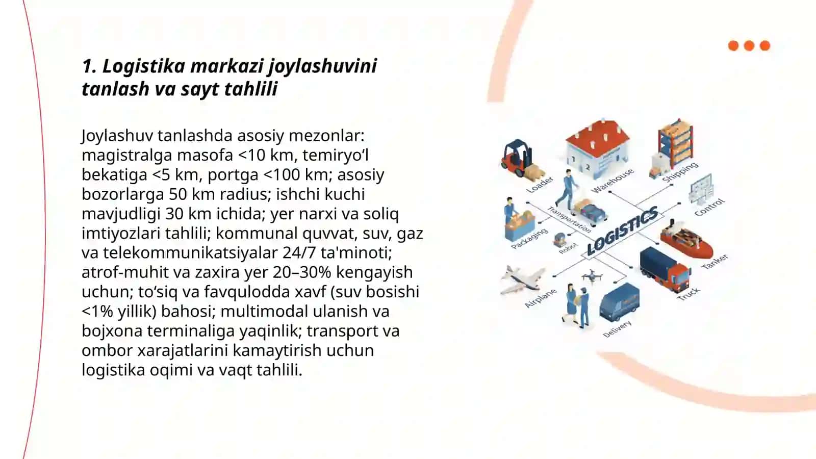 Logistika markazlari faoliyatini tashkil etish va boshqarish 3