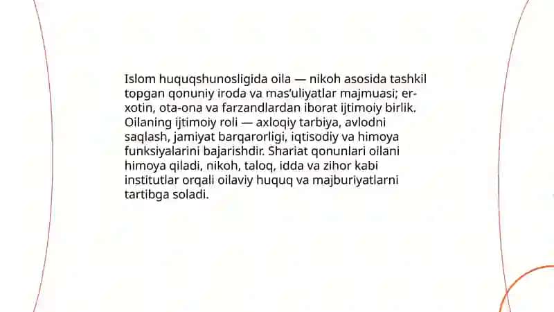 Islom huquqshunosligida oila, nikoh, taloq, idda, zihor tushunchalari 3