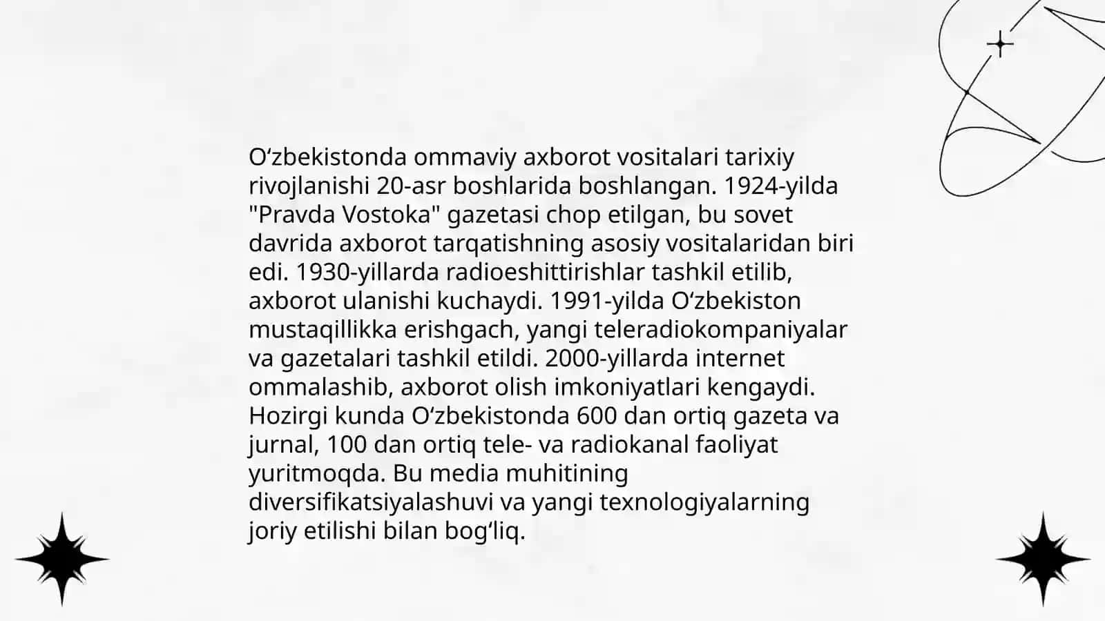 Oʻzbekistonda ommaviy axborot vositalari tarixiy rivojlanishi 3