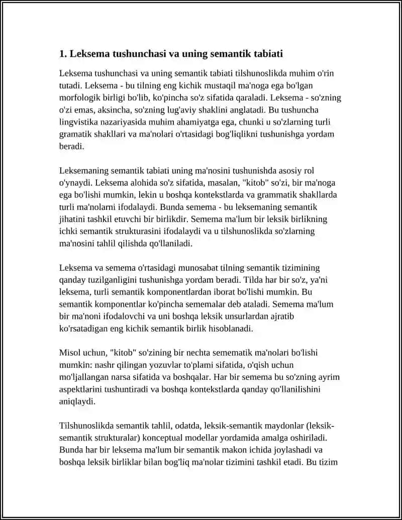 LEKSIMANING SEMANTIK TABIATI: LEKSEMA VA SEMEMA 3