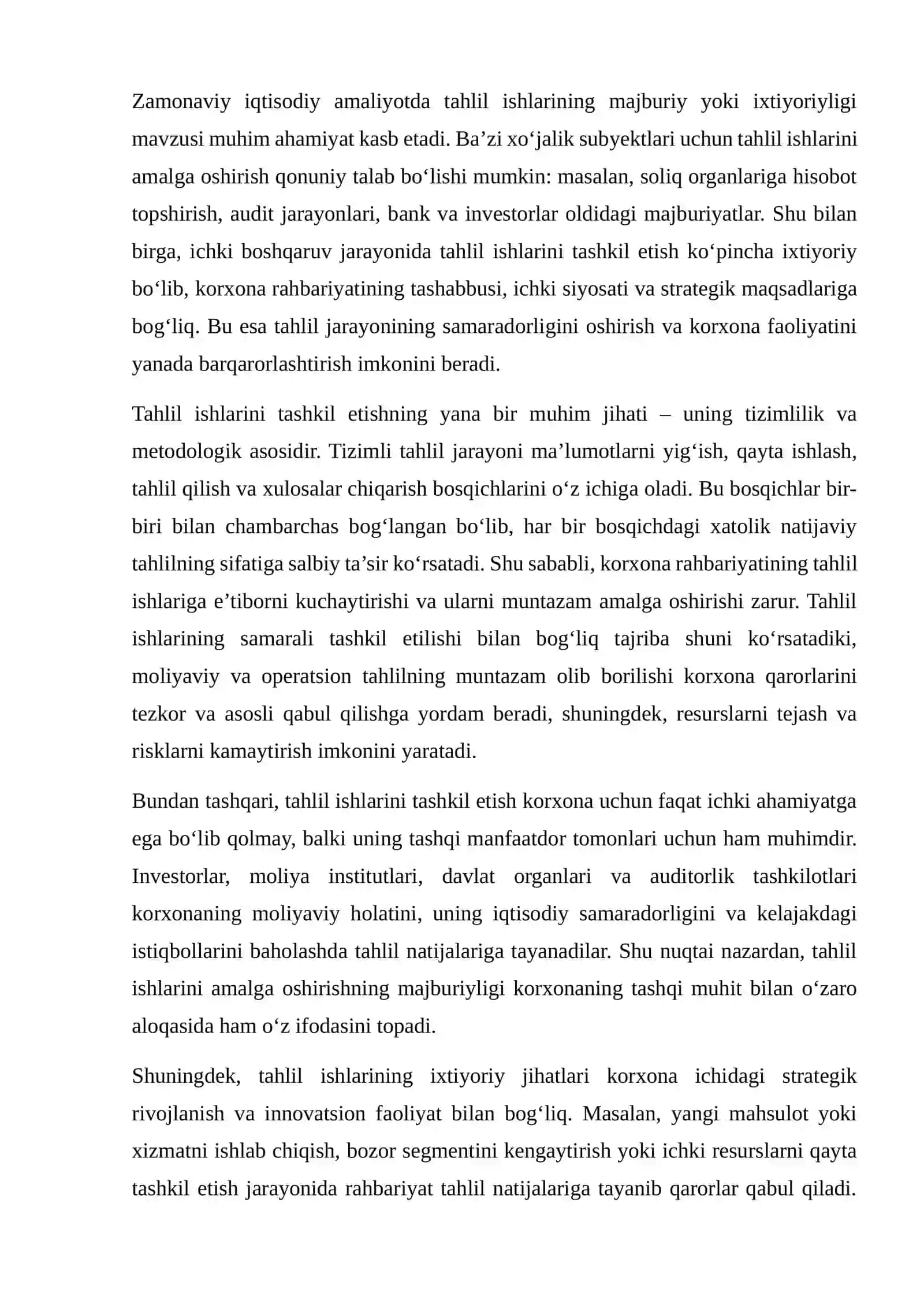 XO‘JALIK SUBYEKTLARIDA TAHLIL ISHLARINI TASHKIL ETISH: MAJBURIYAT YOKI IXTIYORIYLIK? 3
