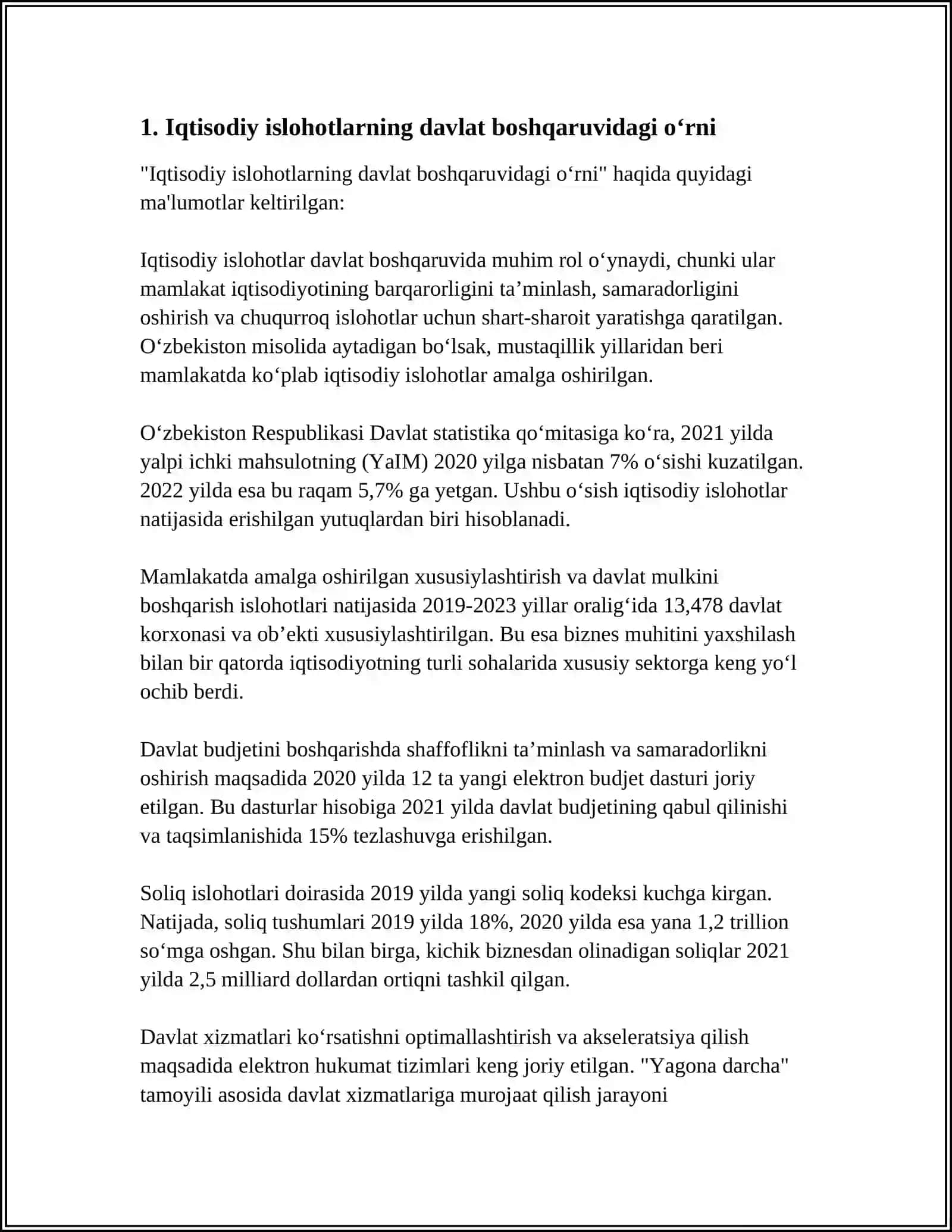 MUSTAQILLIK YILLARIDA DAVLAT BOSHQARUVI TIZIMIDA AMALGA OSHIRILAYOTGAN ISLOHOTLAR 3