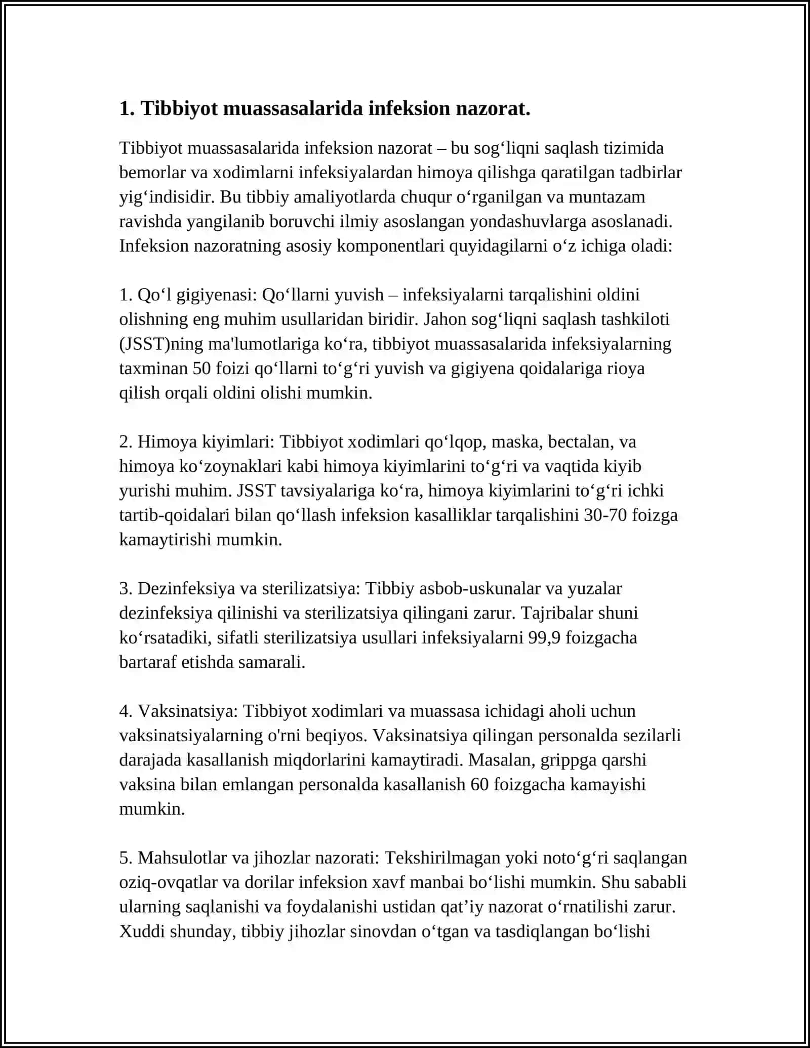 Tibbiyot muassasalarida infeksion nazorat 3