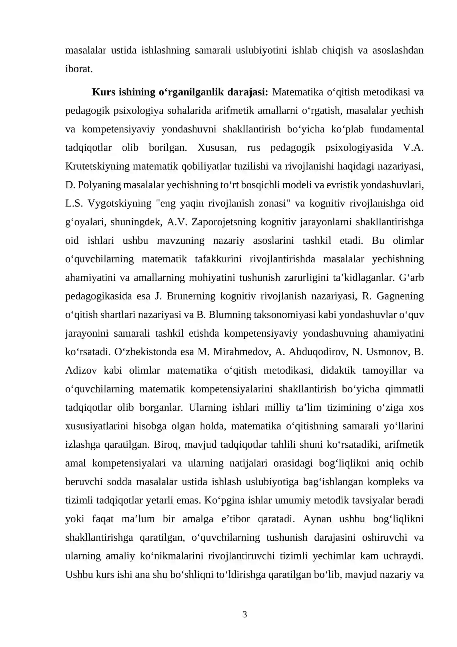 Arfimetik amallar kompetensiyalari va natijalari orasidagi bogʻlanishni ochib beruvchi sodda masalalar ustida ishlash uslubiyoti 3