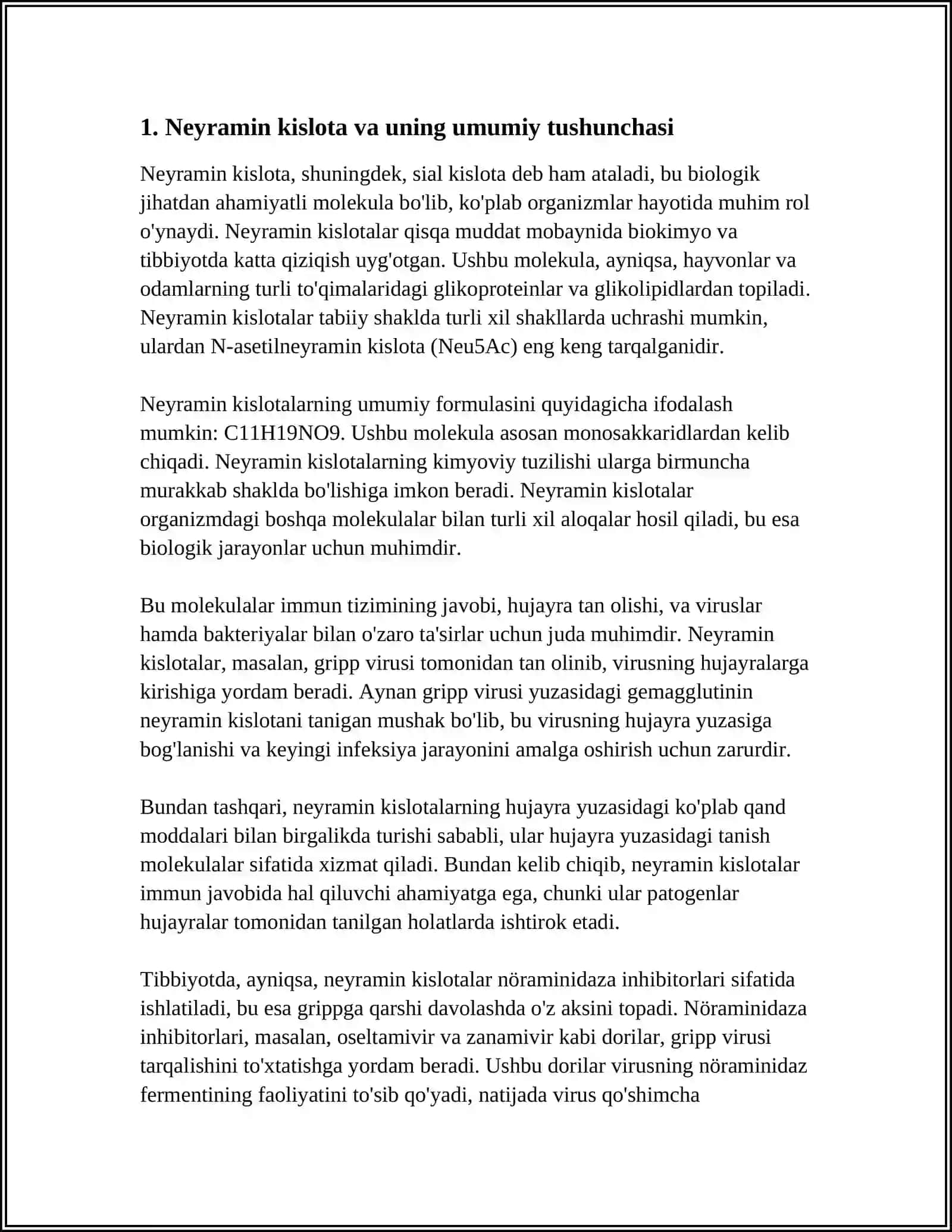Neyramin Kislota va Uning Xosilalarining Tuzilishi 3