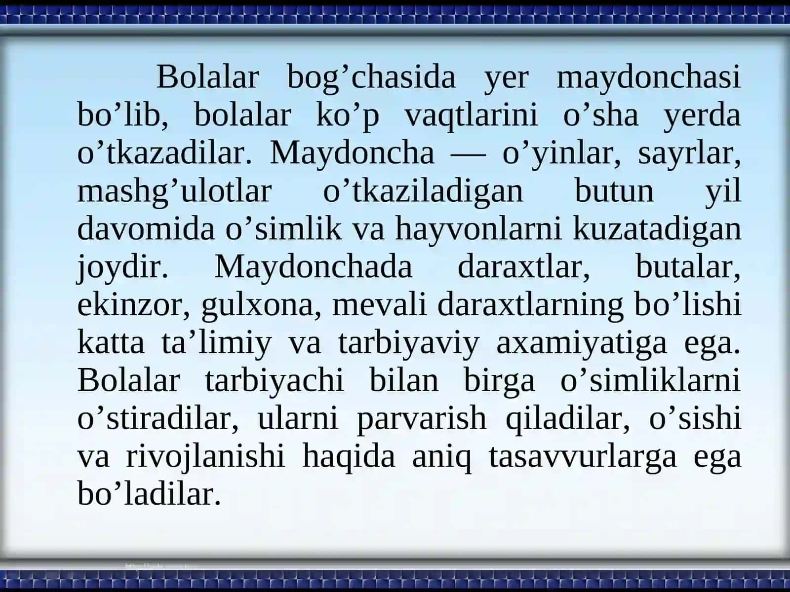 Bolalar bog’chasining yer maydonchasi 3