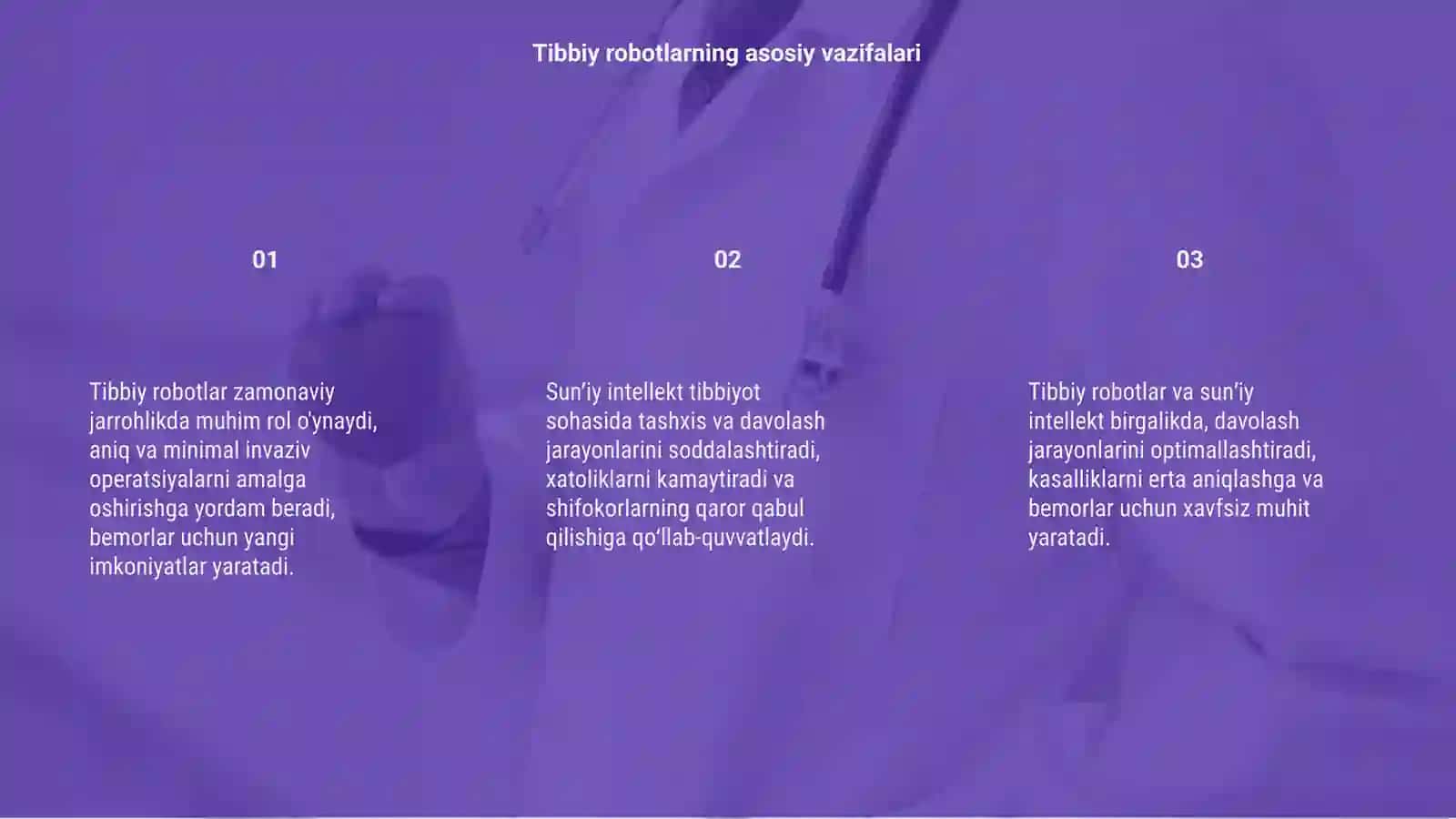 Tibbiy robotlar va jarrohlikda sunʼiy intellekt 3