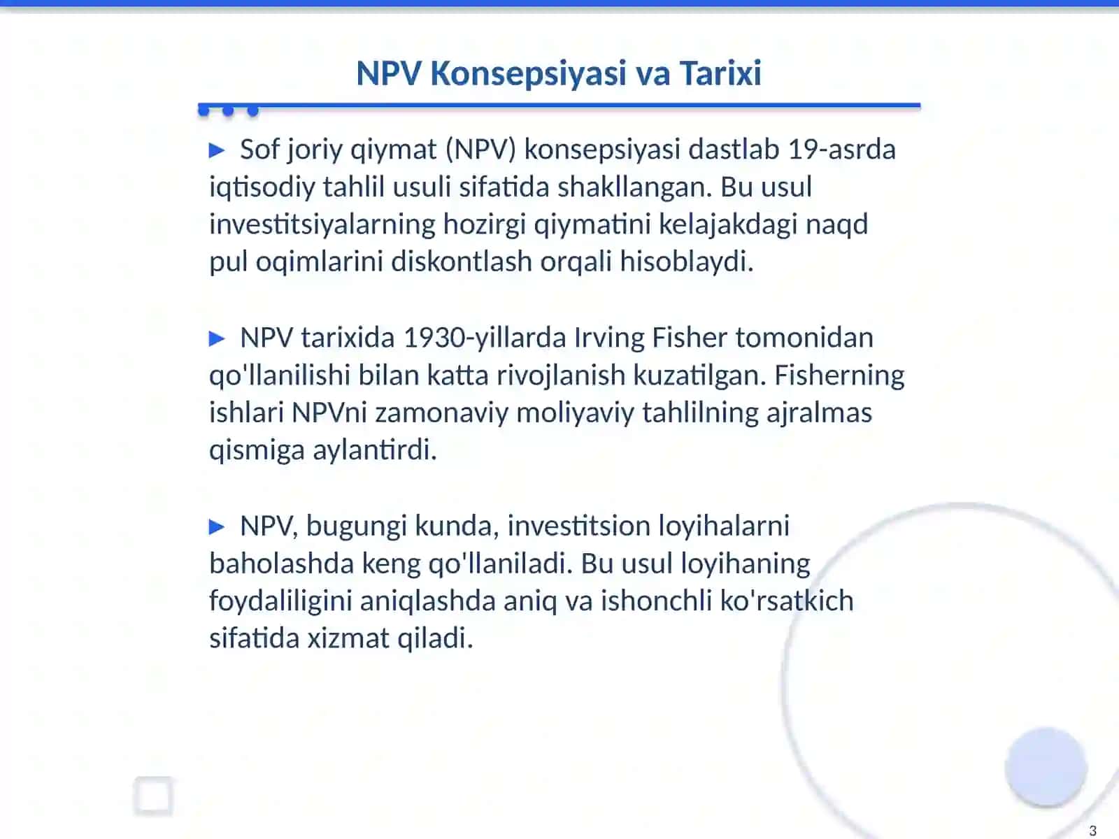 Sof joriy qiymat NPV va uni hisoblash 3