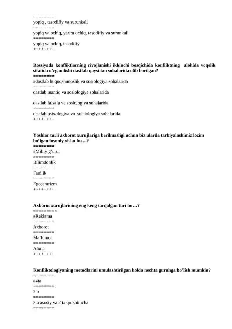 IJTIMOIY PSIXOLOGIYA FANIIDAN TESTLAR 3