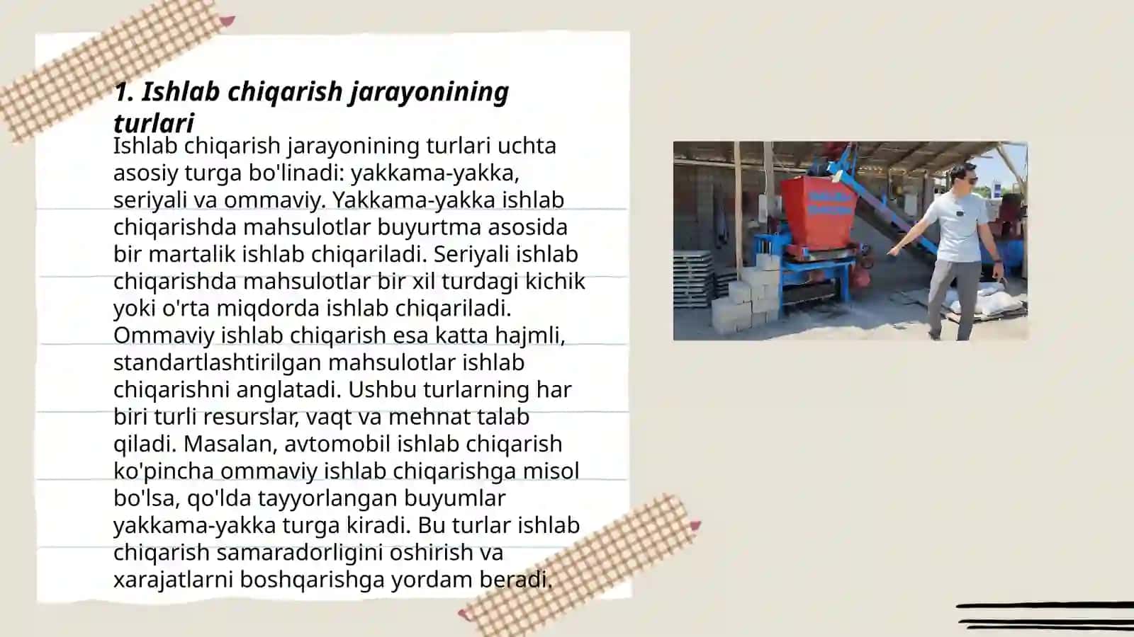 Ishlab chiqarish jarayoni, uning natijalari va samaradorligi 3