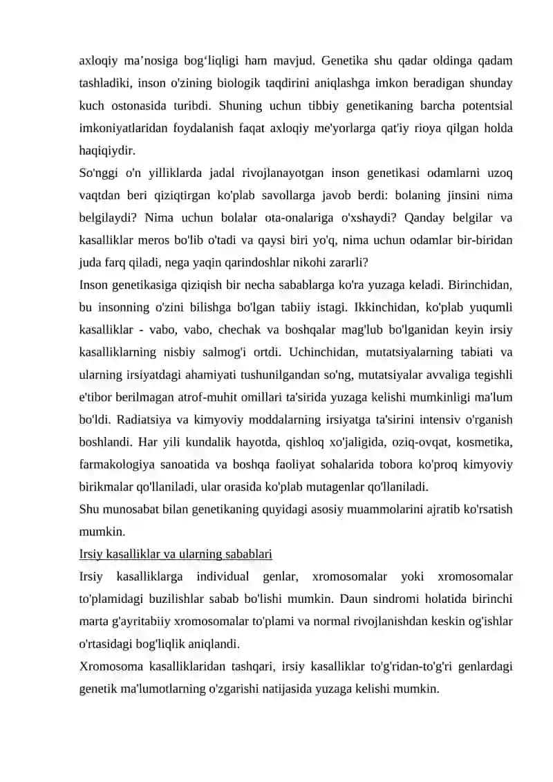 TIBBIYOT GENETIKASI SOHASIDAGI YUTUQLAR, MUAMMOLAR VA ISTIQBOLLAR HAQIDA 3