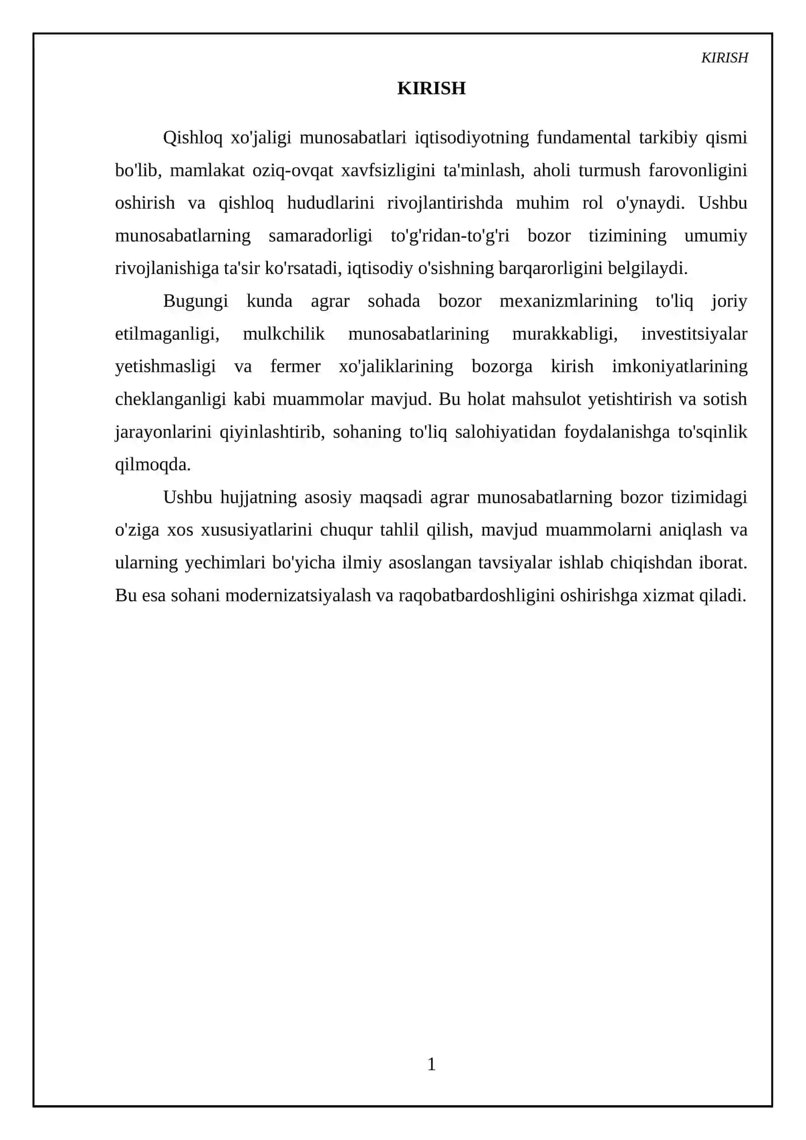 Qishloq xo'jaligi mahsulotlari bozorining iqtisodiy mexanizmlari va shakllanishi 3