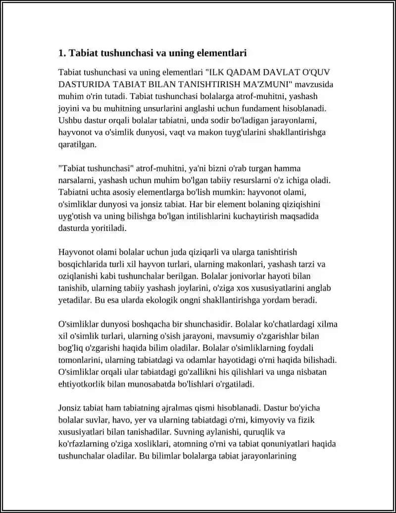 ILK QADAM DAVLAT O'QUV DASTURIDA TABIAT BILAN TANISHTIRISH MA'ZMUNI 3