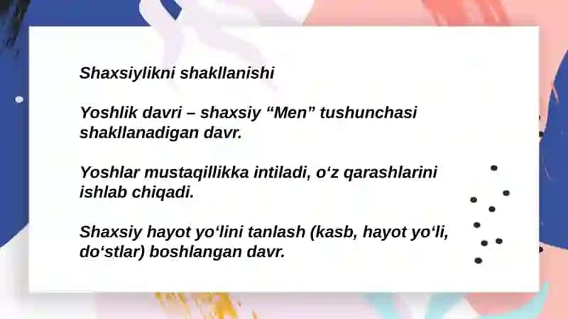Yoshlik davrining psixologik xususiyatlari 3