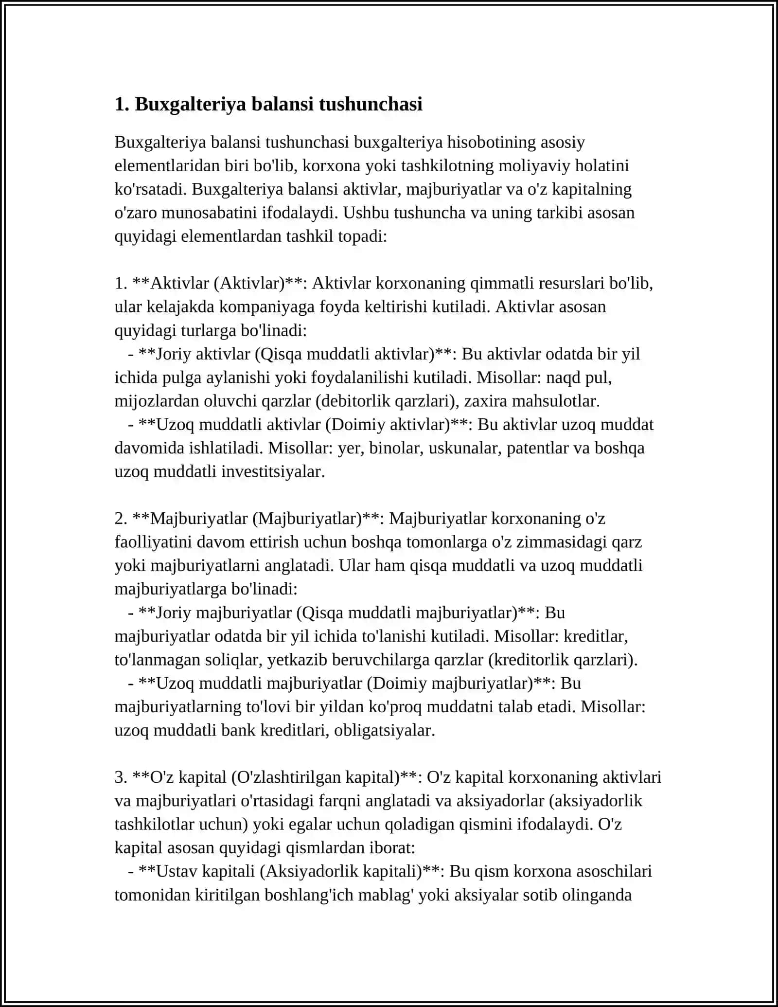 Buxgalteriya balansi tushunchasi 3