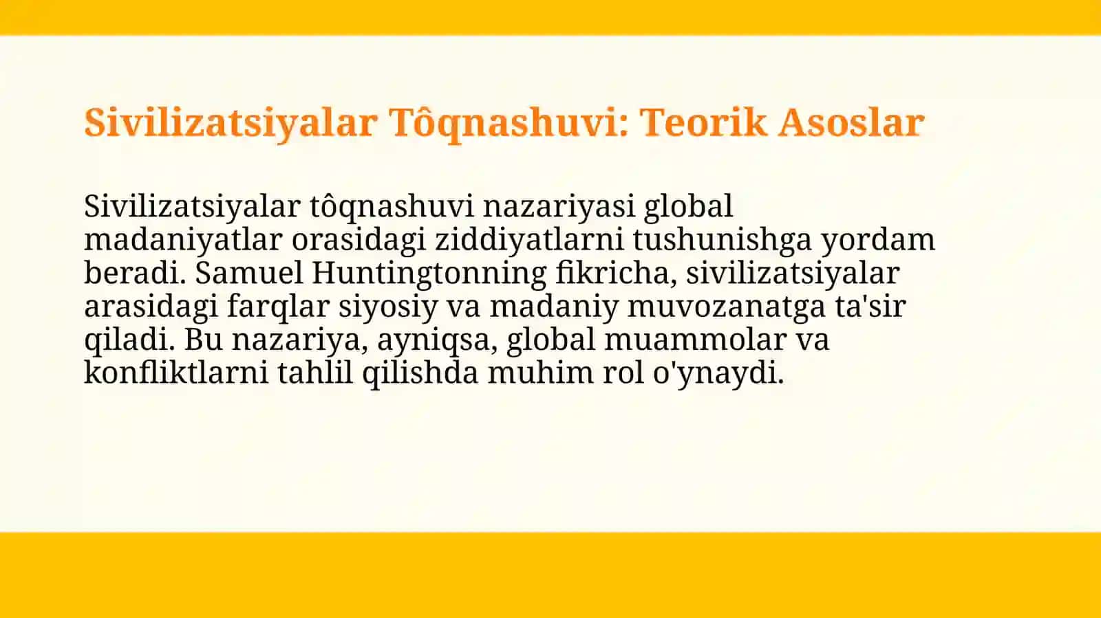 "Sivilizatsiyalar tôqnashuvi"asari tahlili 3