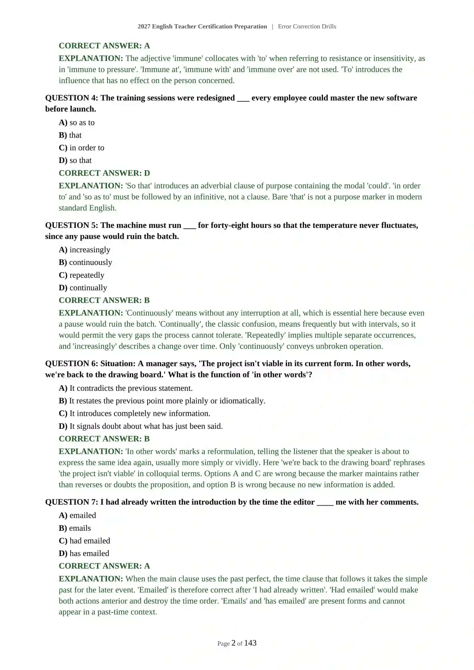 Error Correction Drills for English Teacher Certification Preparation 3