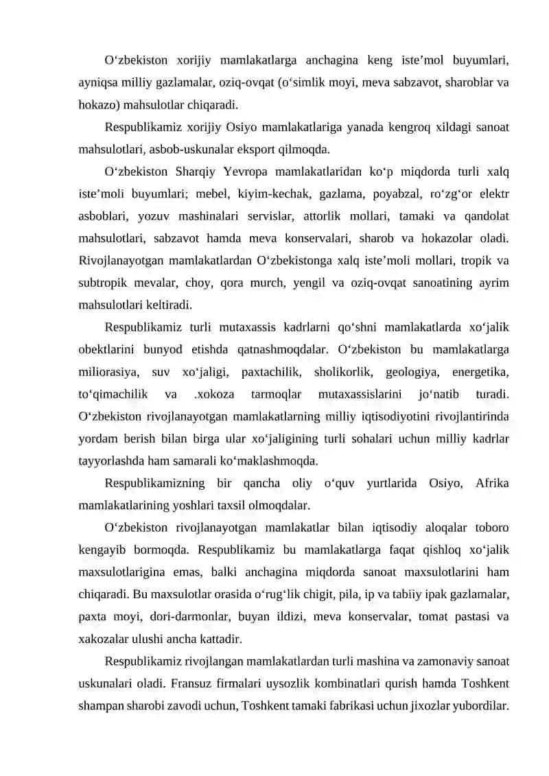 O`zbekiston tashqi iqtisodiy aloqalar geografiyasi 3