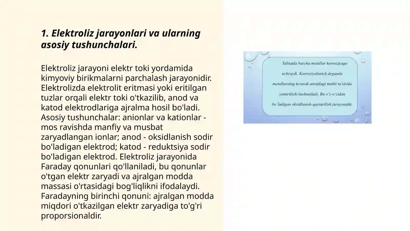 Elektroliz jarayonlari va metallar korroziyasi 3