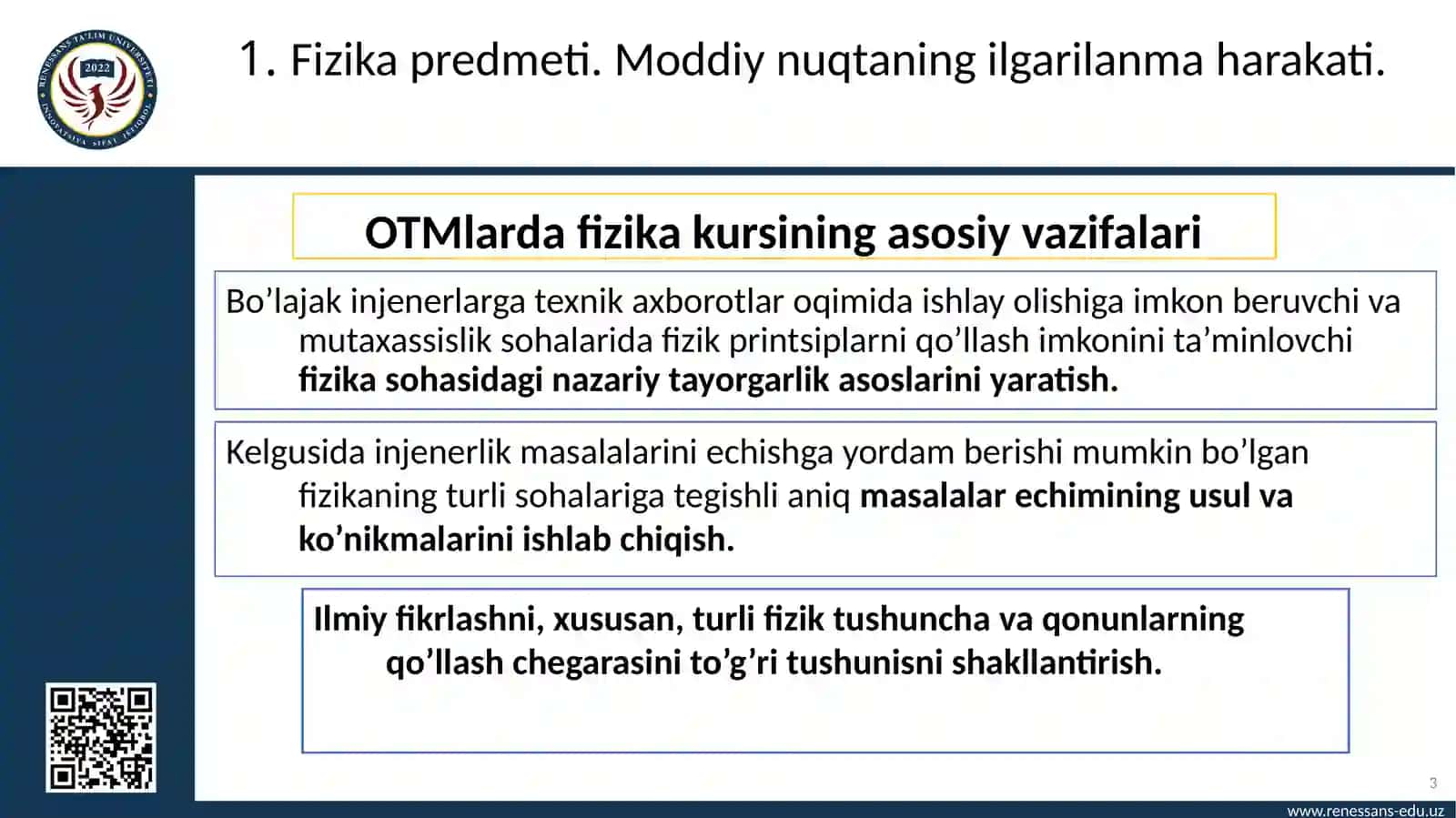 Fizika predmeti. Moddiy nuqtaning ilgarilanma harakati 3
