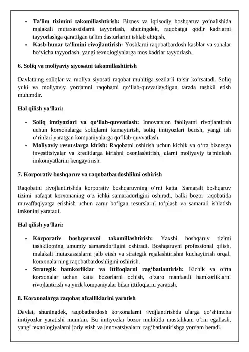 Raqobat siyosati va mamlakatda raqobat muhitini shakllantirish yo’llari 3