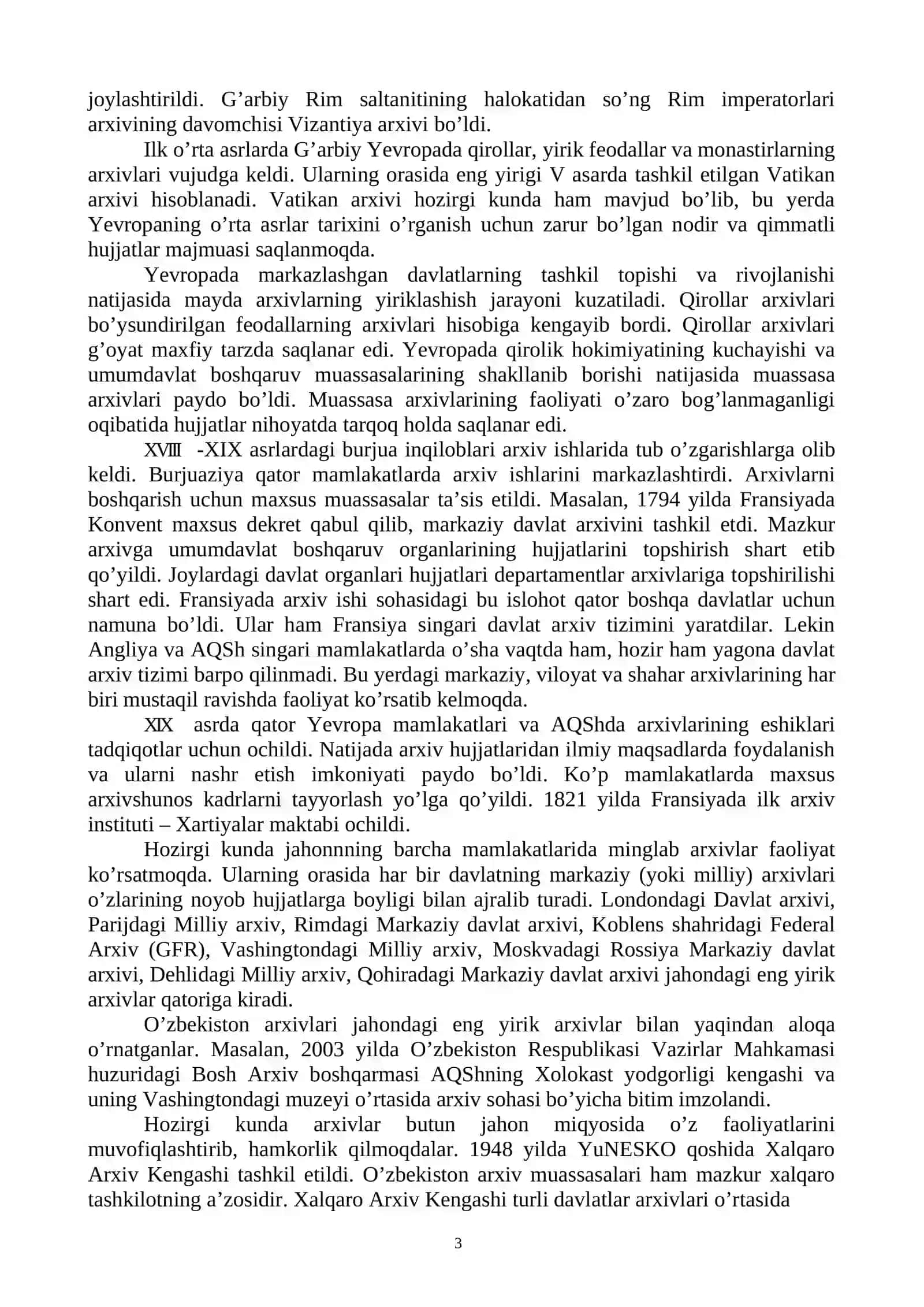 Arxivshunoslik fanining predmeti, maqsad va vazifalari 3