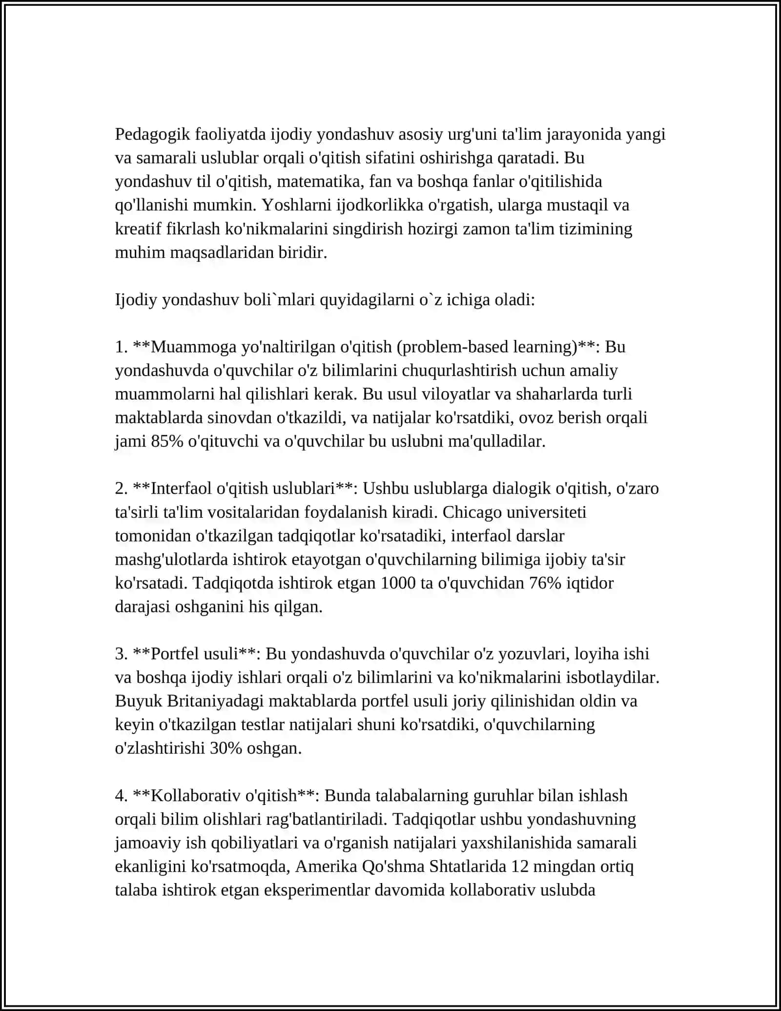 PEDAGOGIK FAOLIYAT IJODIY JARAYON SIFATIDA 3