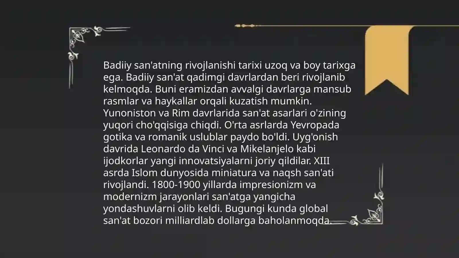 Badiiy san'atlarga doir mustaqil ish 3