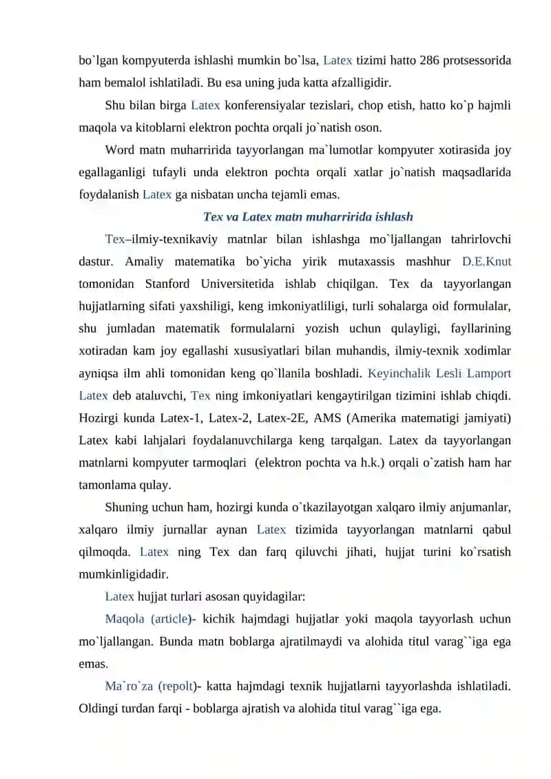 Tex va Latex matn muharriri haqida ma`lumot 3