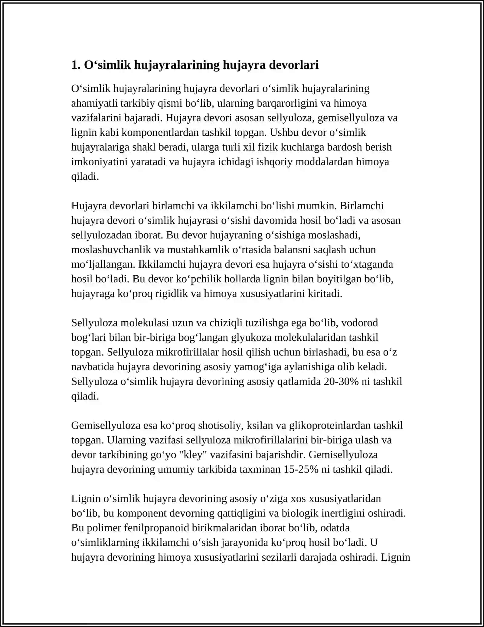 Oʻsimlik va hayvon hujayralarining farqli va oʻxshashlik belgilari 3