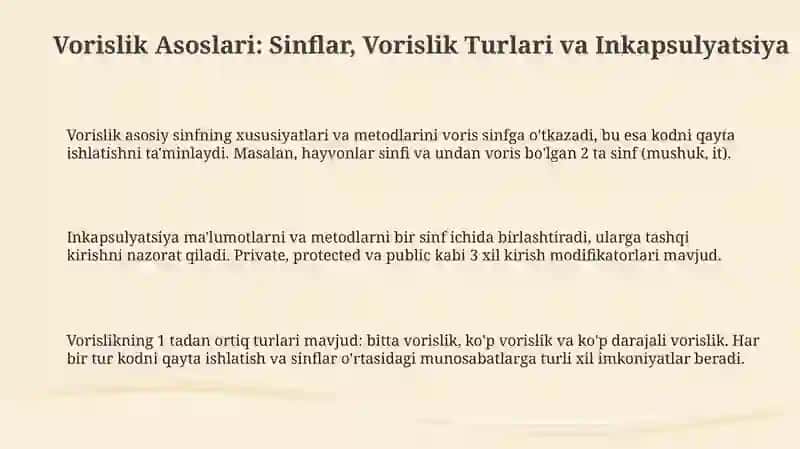 Voris sinflar yaratish va ular yordamida masalalarni yechish 3