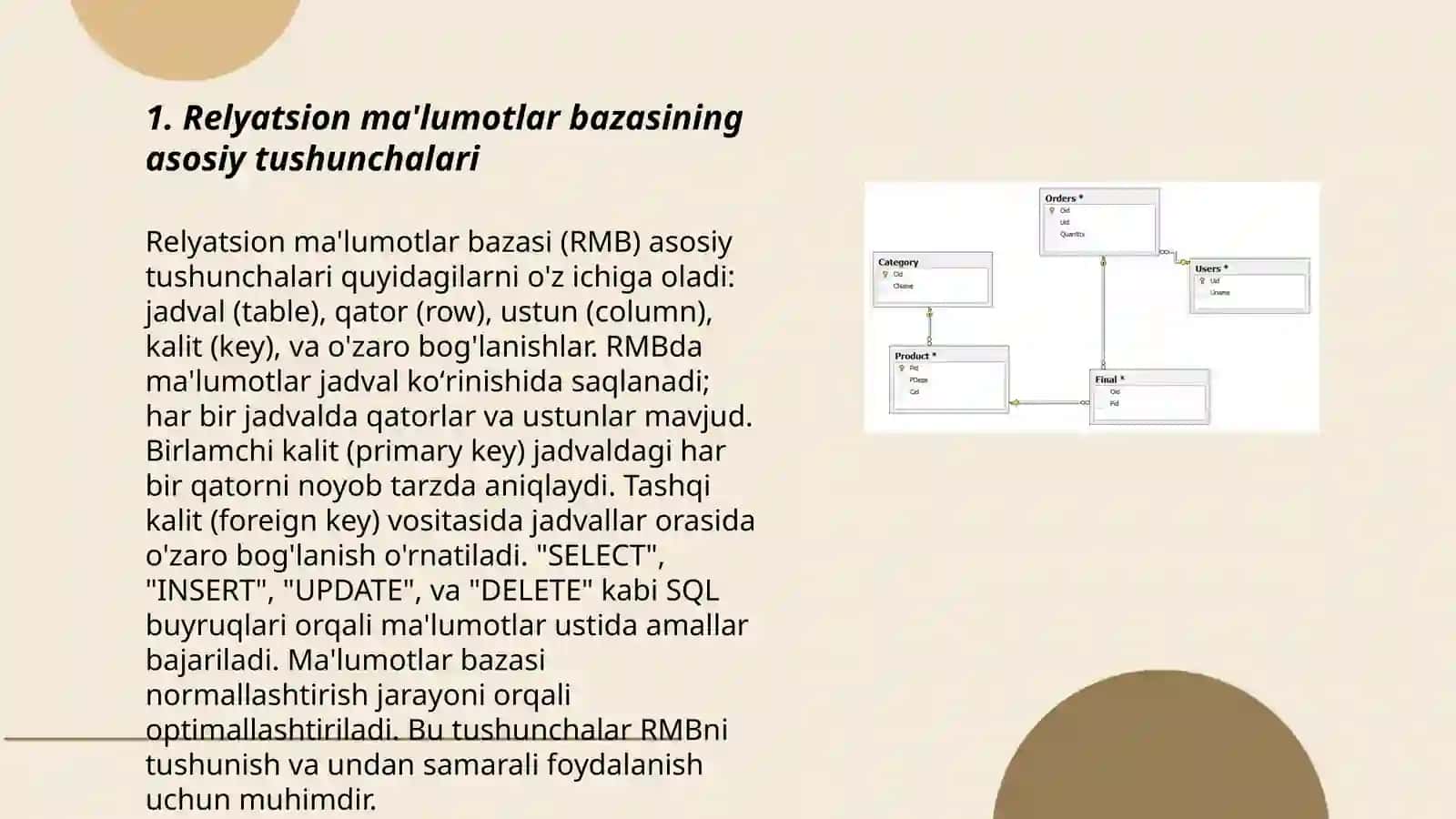 Relyatsion maʼlumotlar bazasi boshqaruv tizimlari 3