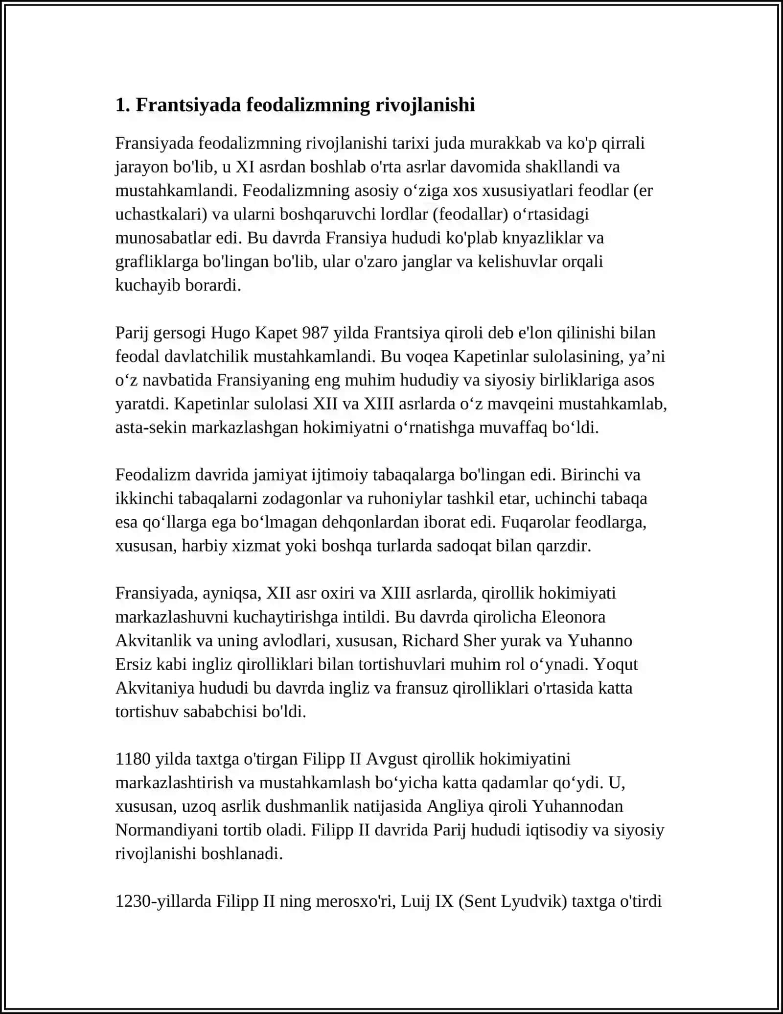 FRANSIYA O‘RTA ASRLARNING RIVOJLANGAN DAVRIDA 3