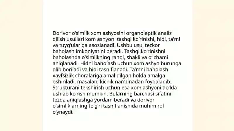 Dorivor oʻsimlik xom ashyosini analiz qilish usullari 3