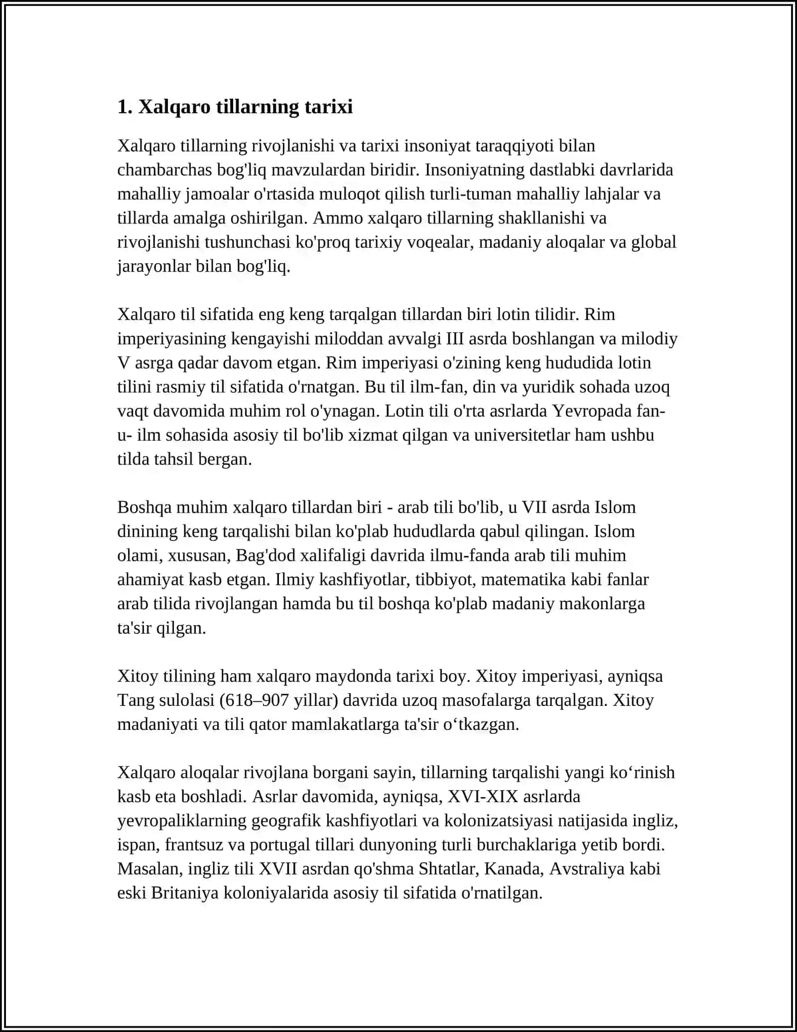 XALQARO TILLAR HAQIDA REFERAT TAYYORLASH 3